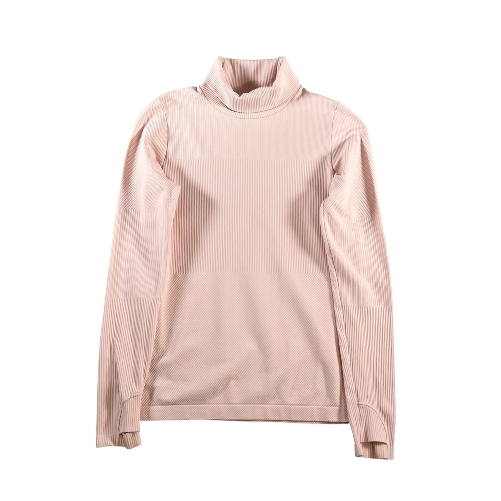 Athleta Pink Flurry Seamless Turtleneck Long Sleeve Base Layer Thumbholes Size M